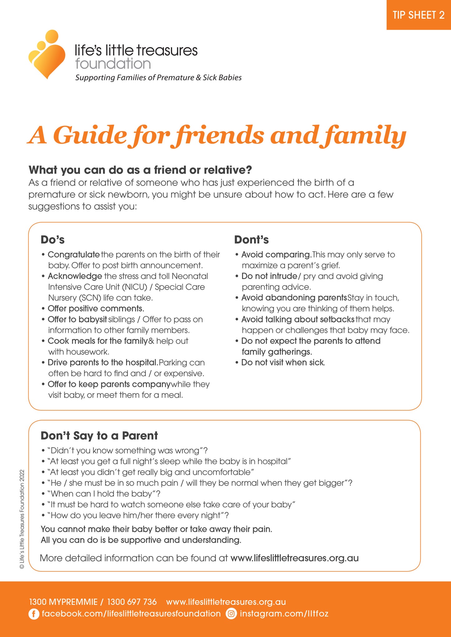 Tip Sheet 2 - Tips for family and friends