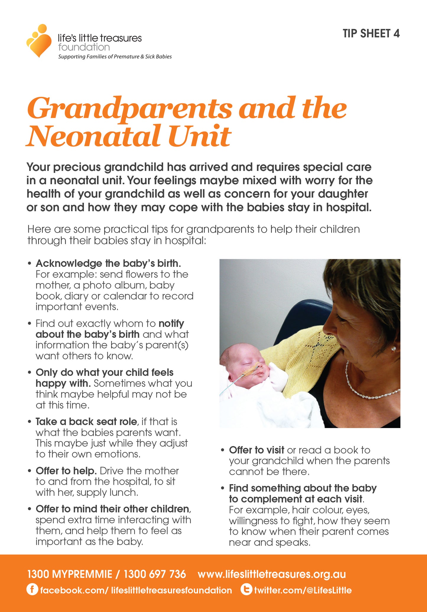 Tip sheet 4 - Grandparents and the Neonatal Unit